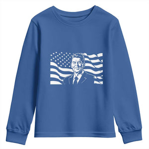 Ronald Reagan America Flag US President Youth Sweatshirt TS14 Royal Blue Print Your Wear