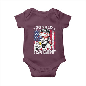 Ronald Reagan Baby Onesie 4th of July America Flag Beer TS14 Maroon Print Your Wear