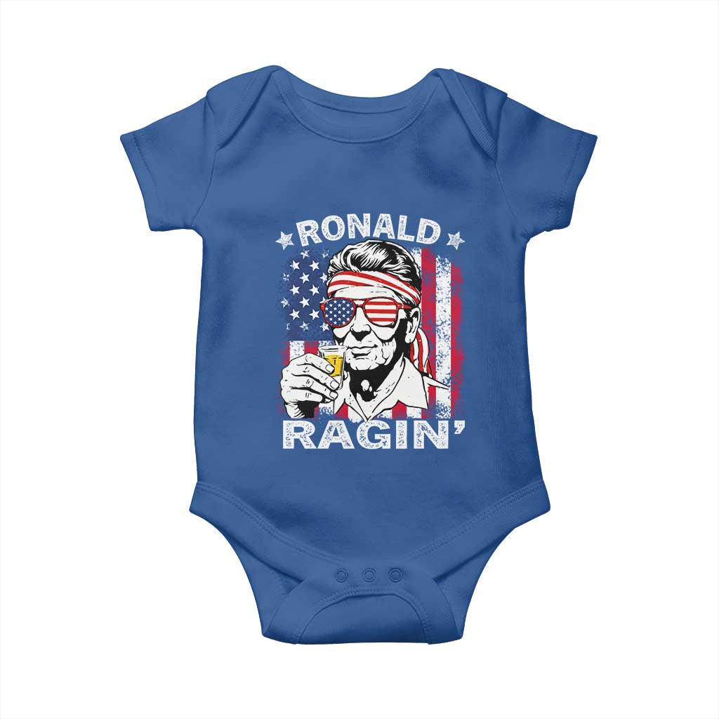 Ronald Reagan Baby Onesie 4th of July America Flag Beer TS14 Royal Blue Print Your Wear