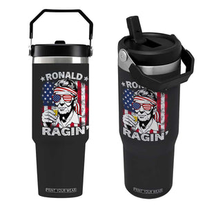Ronald Reagan Flip Straw Tumbler 4th of July America Flag Beer TS14 One Size: 30 oz Black Print Your Wear