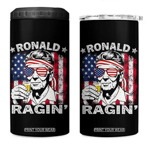 Ronald Reagan 4 in 1 Can Cooler Tumbler 4th of July America Flag Beer TS14 One Size: 16 oz Black Print Your Wear