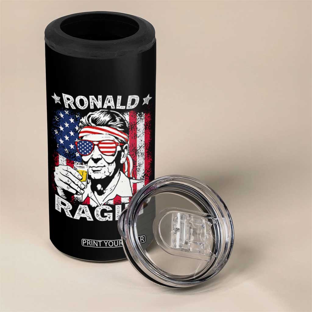Ronald Reagan 4 in 1 Can Cooler Tumbler 4th of July America Flag Beer TS14 Print Your Wear
