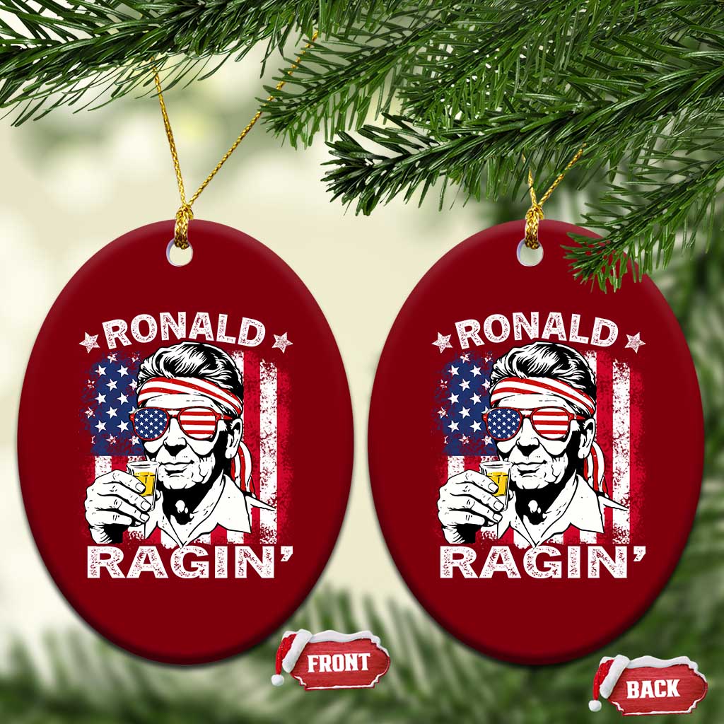 Ronald Reagan Ceramic Ornament 4th of July America Flag Beer TS14 Print Your Wear