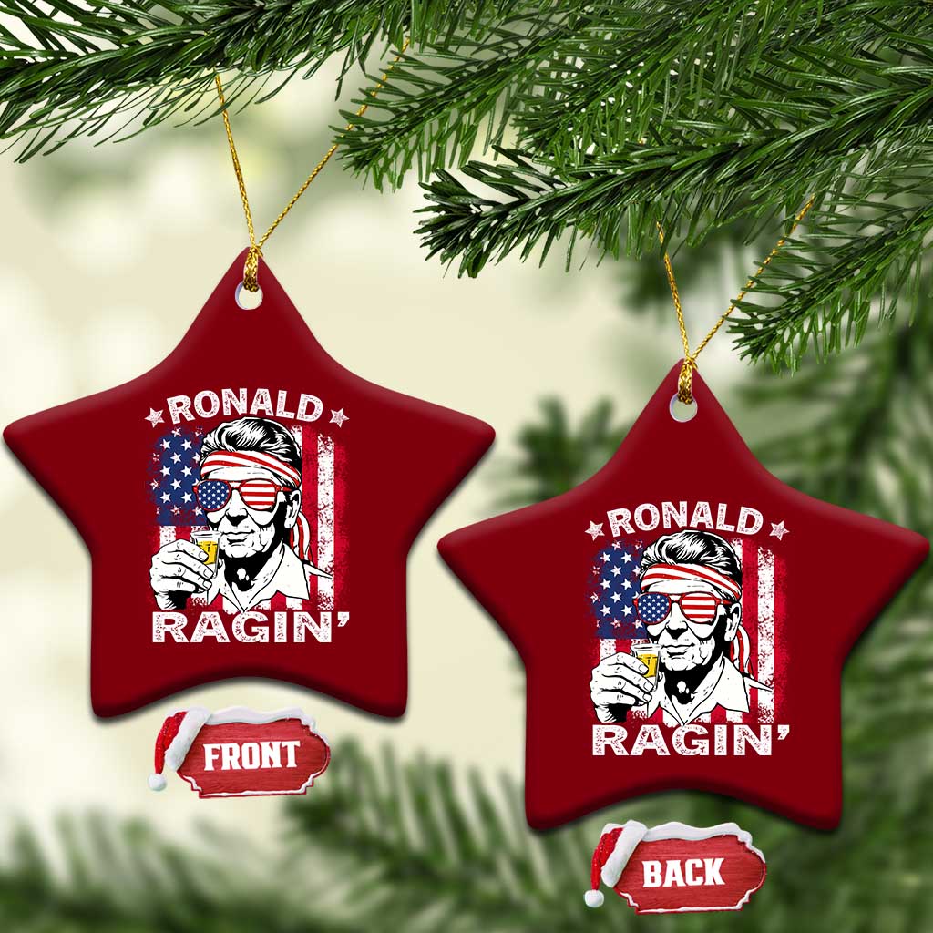 Ronald Reagan Ceramic Ornament 4th of July America Flag Beer TS14 Print Your Wear