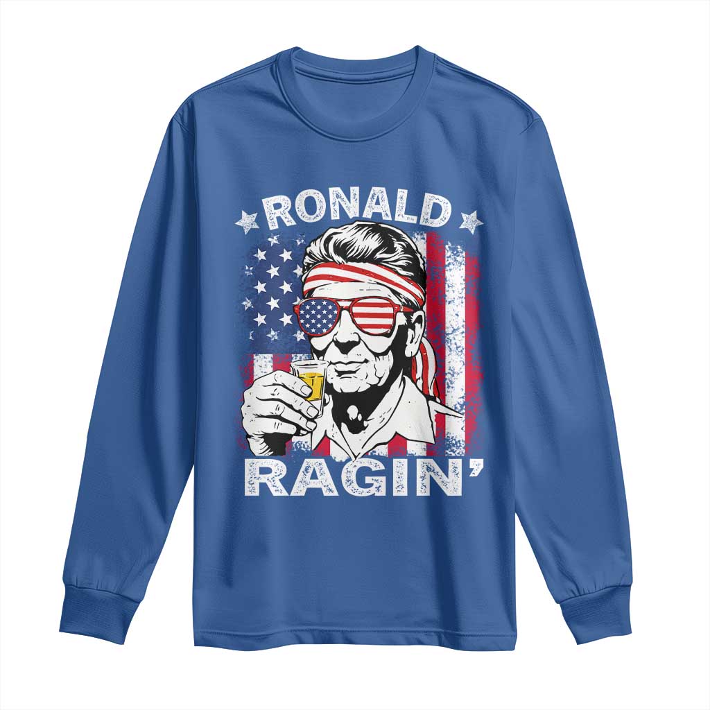Ronald Reagan Long Sleeve Shirt 4th of July America Flag Beer TS14 Royal Blue Print Your Wear