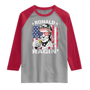 Ronald Reagan Raglan Shirt 4th of July America Flag Beer TS14 Sport Gray Red Print Your Wear