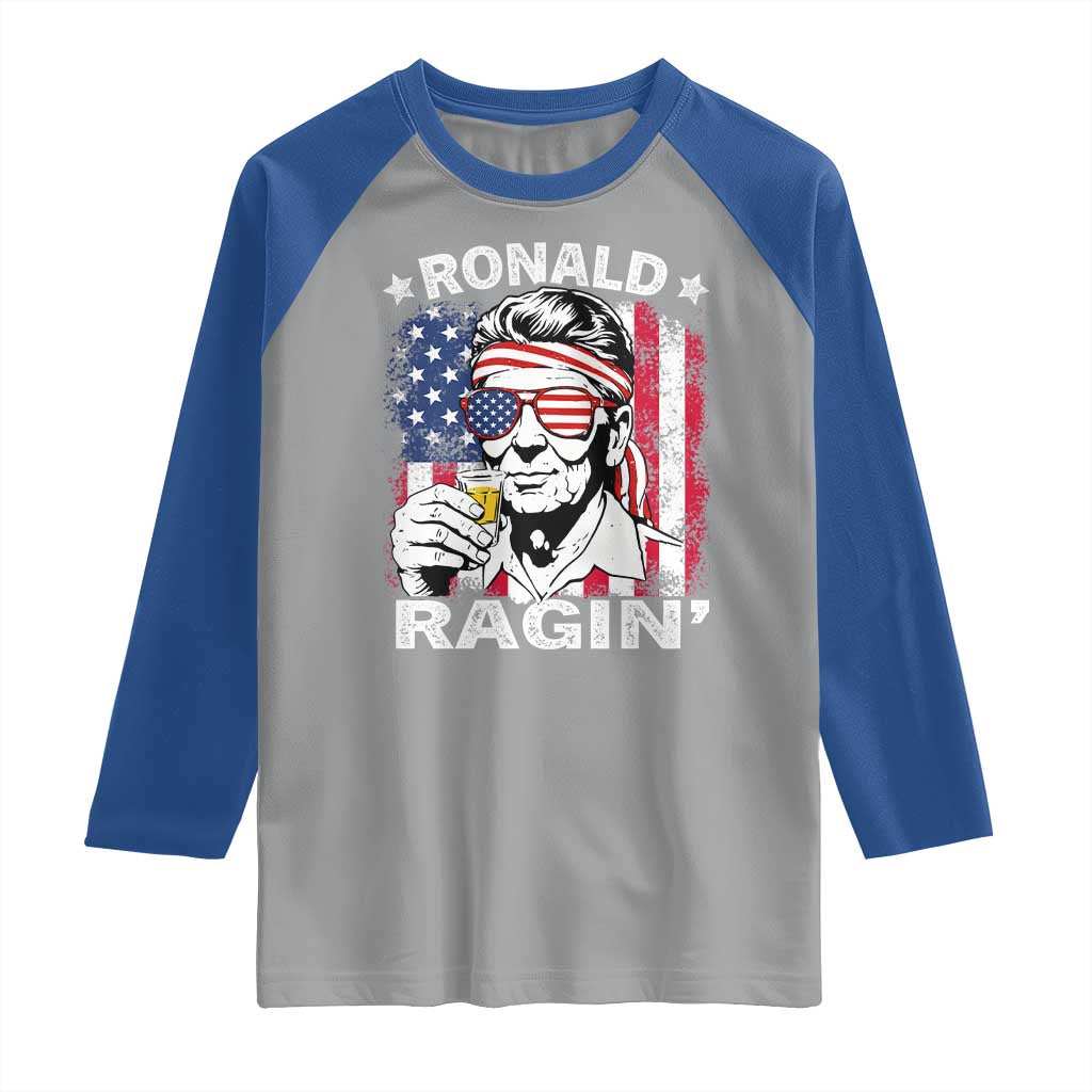 Ronald Reagan Raglan Shirt 4th of July America Flag Beer TS14 Sport Gray Royal Print Your Wear