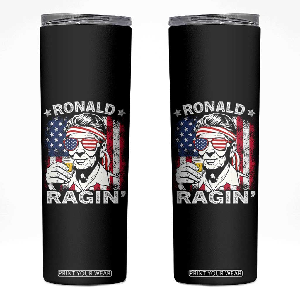 Ronald Reagan Skinny Tumbler 4th of July America Flag Beer TS14 Black Print Your Wear