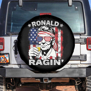 Ronald Reagan Spare Tire Cover 4th of July America Flag Beer TS14 No hole Black Print Your Wear