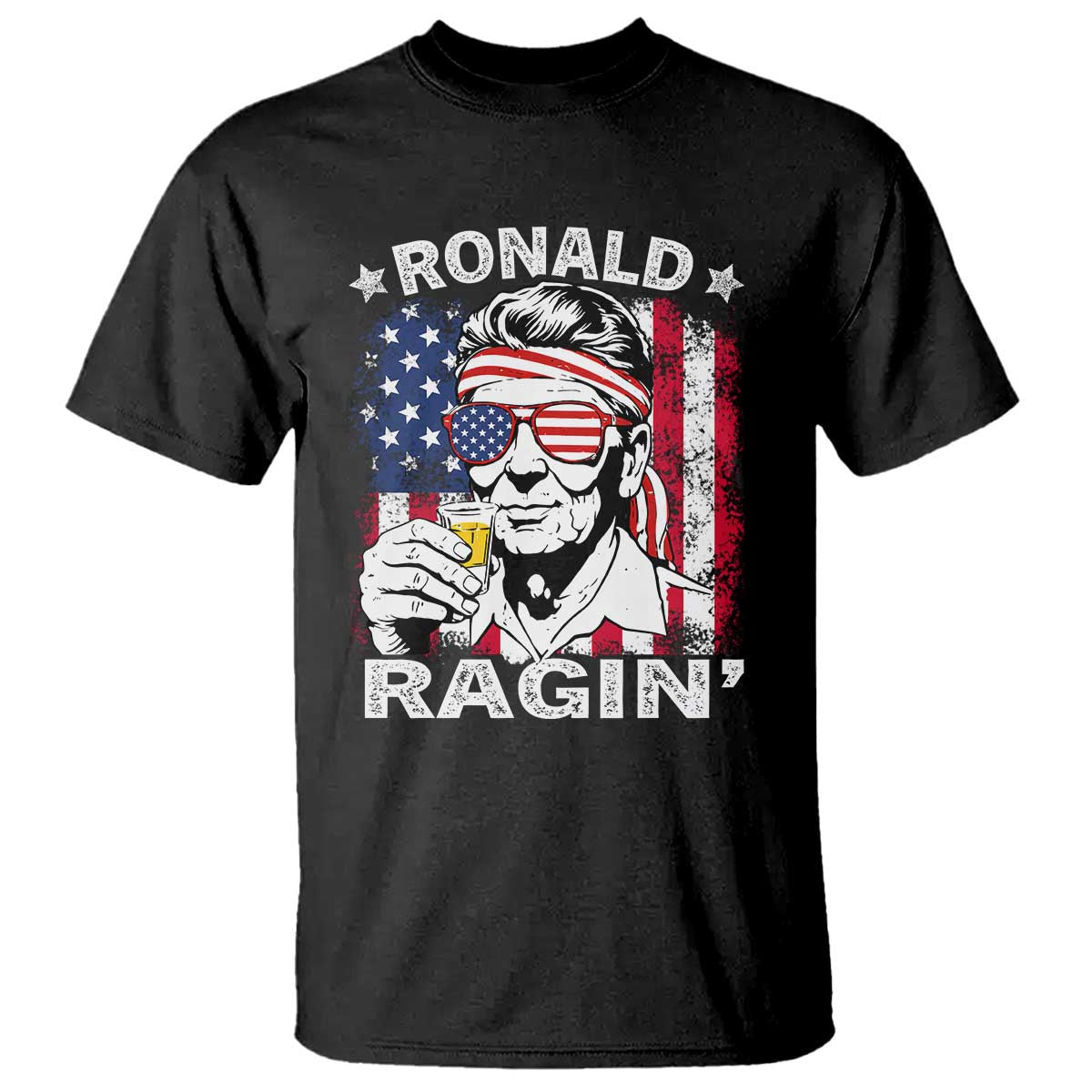 Ronald Reagan T Shirt 4th of July America Flag Beer TS14 Black Print Your Wear