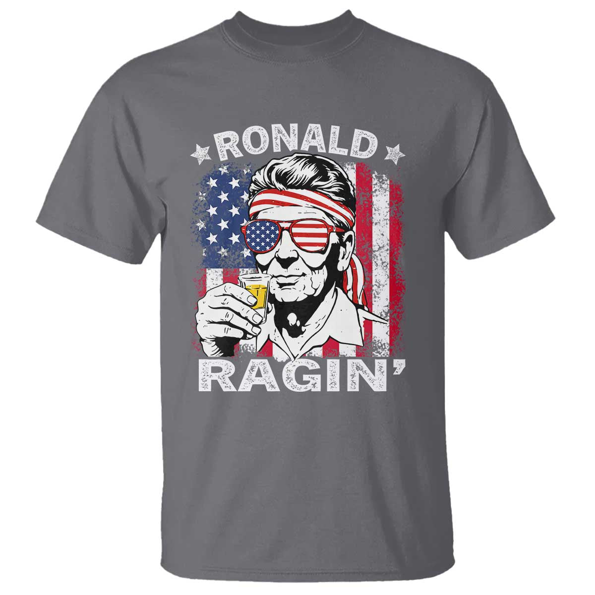 Ronald Reagan T Shirt 4th of July America Flag Beer TS14 Charcoal Print Your Wear