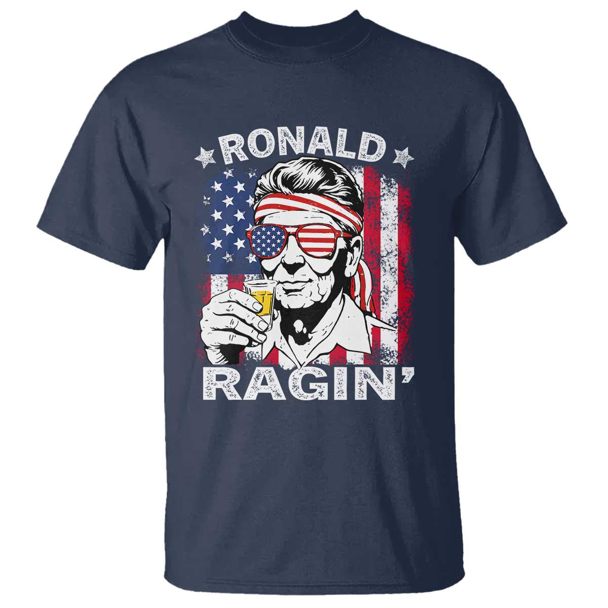 Ronald Reagan T Shirt 4th of July America Flag Beer TS14 Navy Print Your Wear