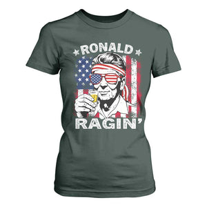 Ronald Reagan T Shirt For Women 4th of July America Flag Beer TS14 Dark Forest Green Print Your Wear