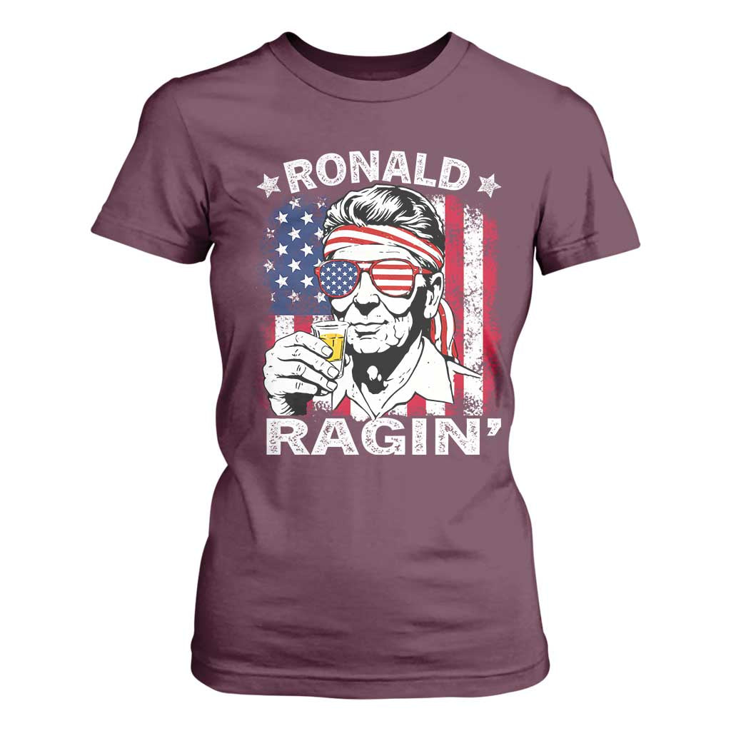 Ronald Reagan T Shirt For Women 4th of July America Flag Beer TS14 Maroon Print Your Wear