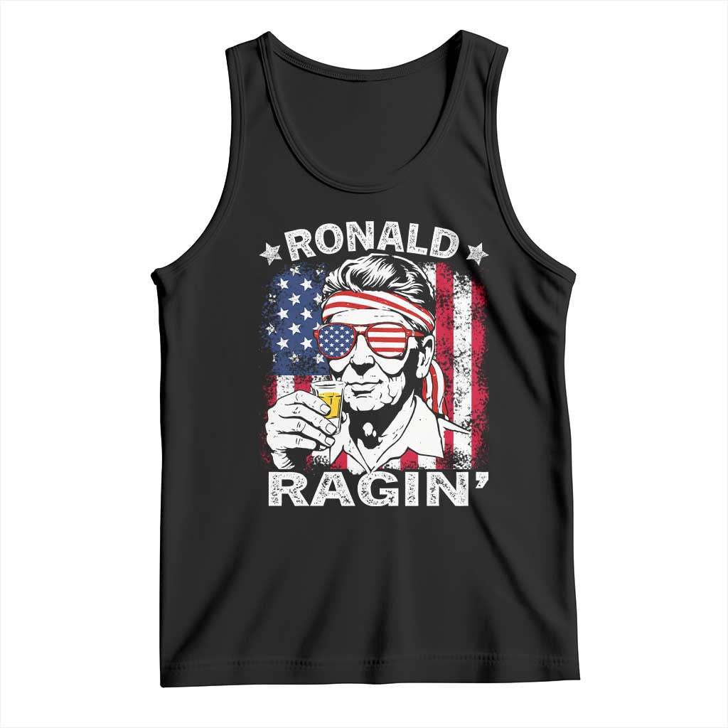 Ronald Reagan Tank Top 4th of July America Flag Beer TS14 Black Print Your Wear