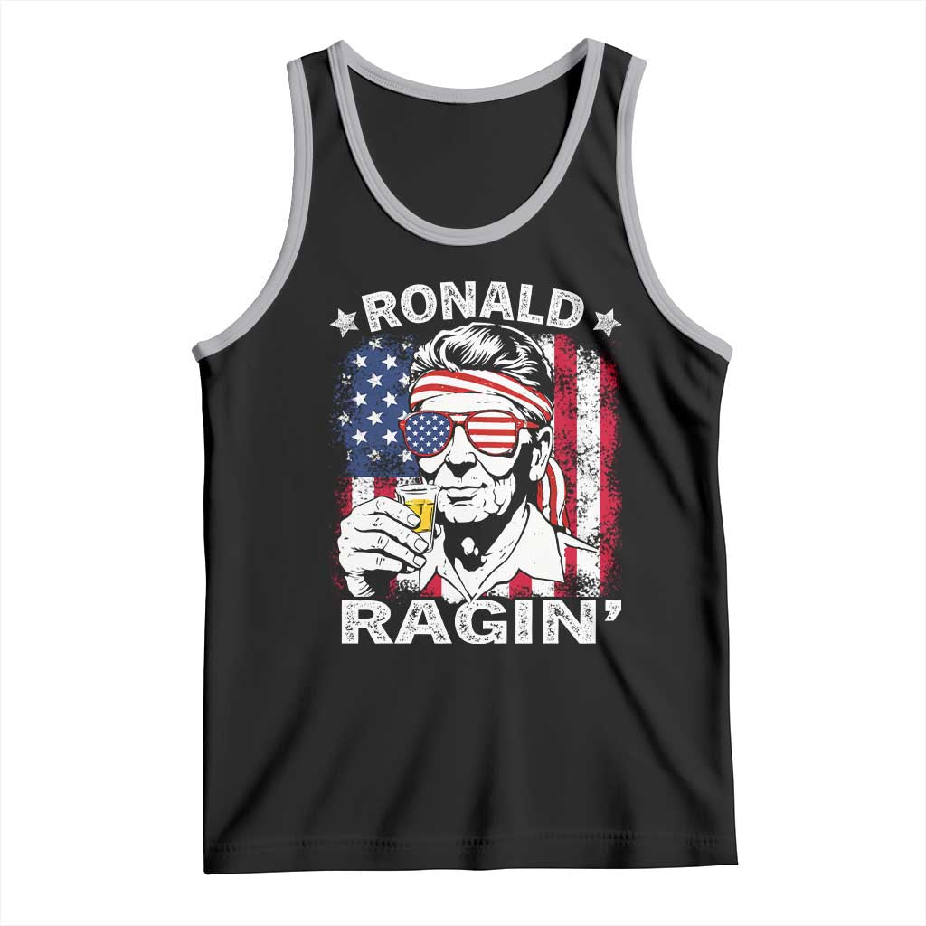 Ronald Reagan Tank Top 4th of July America Flag Beer TS14 Black Athletic Heather Print Your Wear