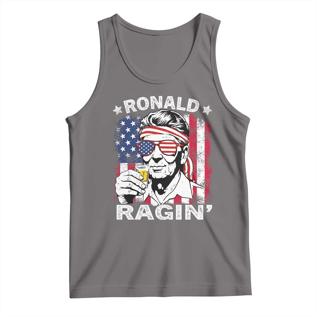 Ronald Reagan Tank Top 4th of July America Flag Beer TS14 Deep Heather Print Your Wear