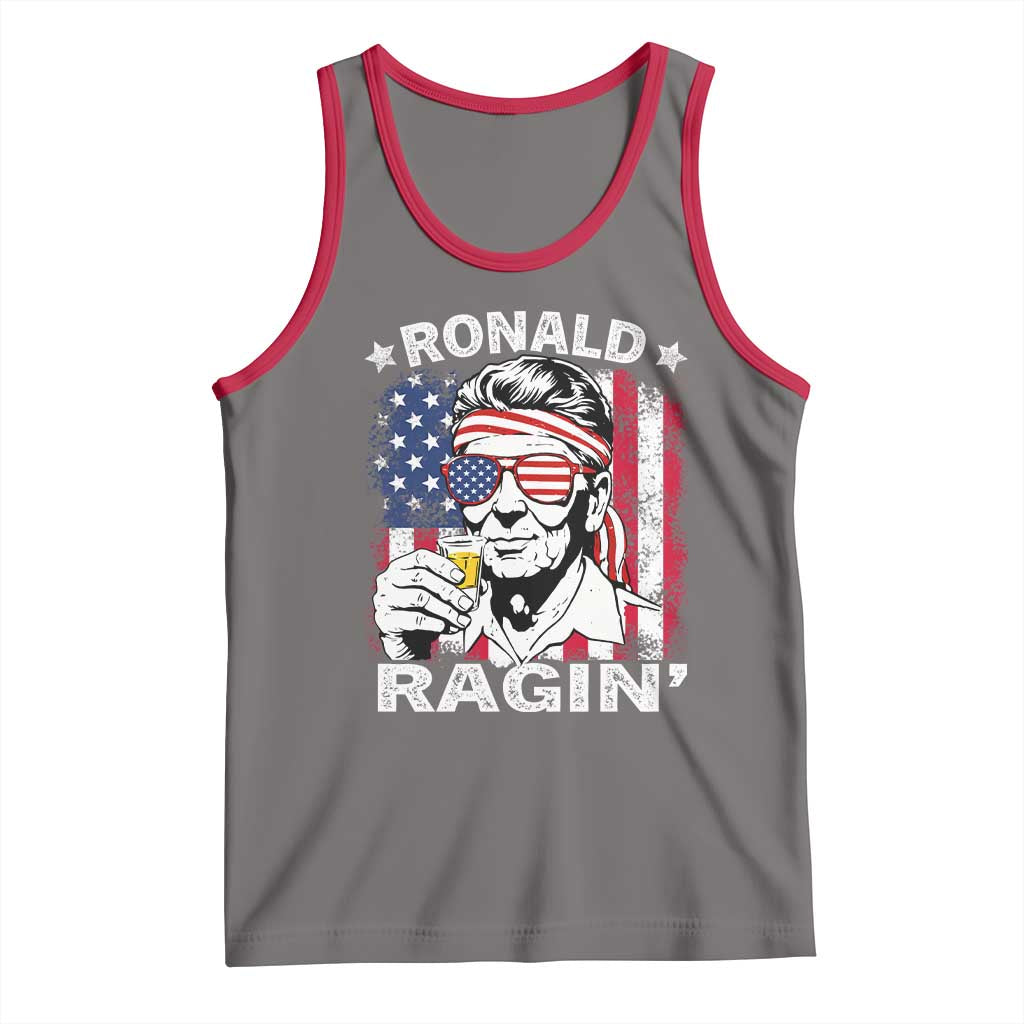 Ronald Reagan Tank Top 4th of July America Flag Beer TS14 Deep Heather Red Print Your Wear