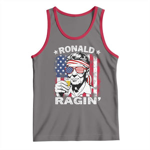 Ronald Reagan Tank Top 4th of July America Flag Beer TS14 Deep Heather Red Print Your Wear
