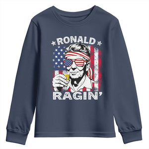 Ronald Reagan Youth Sweatshirt 4th of July America Flag Beer TS14 Navy Print Your Wear