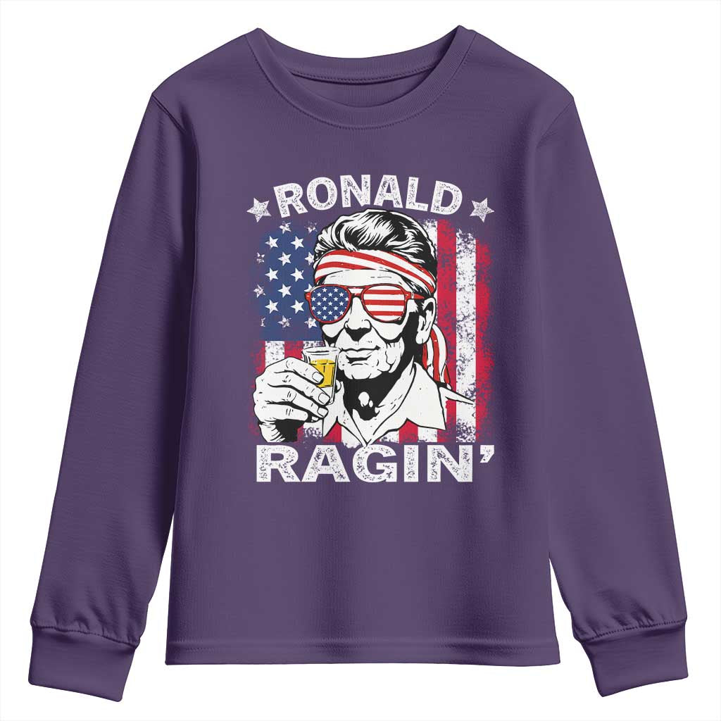 Ronald Reagan Youth Sweatshirt 4th of July America Flag Beer TS14 Purple Print Your Wear