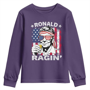 Ronald Reagan Youth Sweatshirt 4th of July America Flag Beer TS14 Purple Print Your Wear