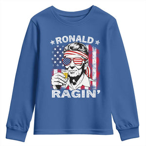 Ronald Reagan Youth Sweatshirt 4th of July America Flag Beer TS14 Royal Blue Print Your Wear