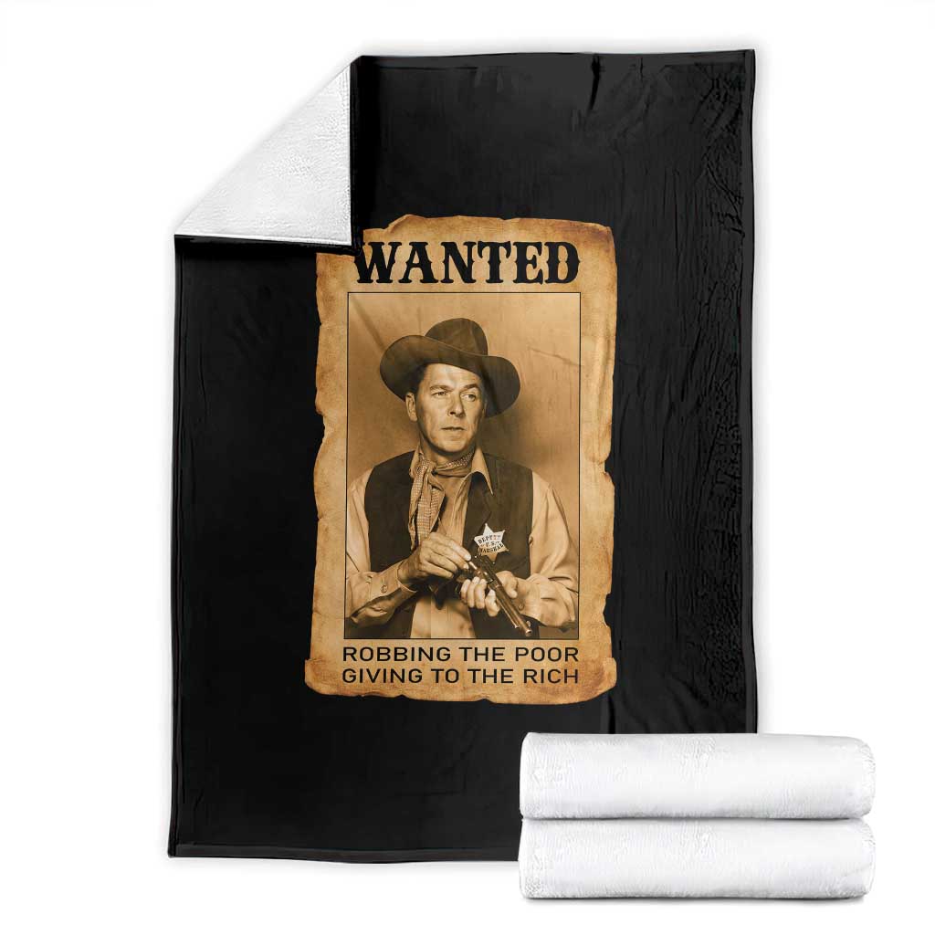 Ronald Reagan Cowboy Retro American President Throw Blanket Robbing The Poor GIving To Te Rich TS14 Black Print Your Wear