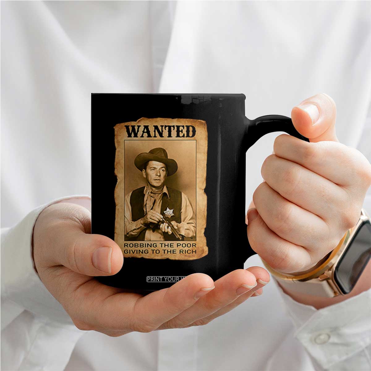Ronald Reagan Cowboy Retro American President Coffee Mug Robbing The Poor GIving To Te Rich TS14 Print Your Wear