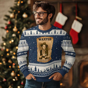 Ronald Reagan Cowboy Retro American President Ugly Christmas Sweater Robbing The Poor GIving To Te Rich TS14 Navy Beige Print Your Wear