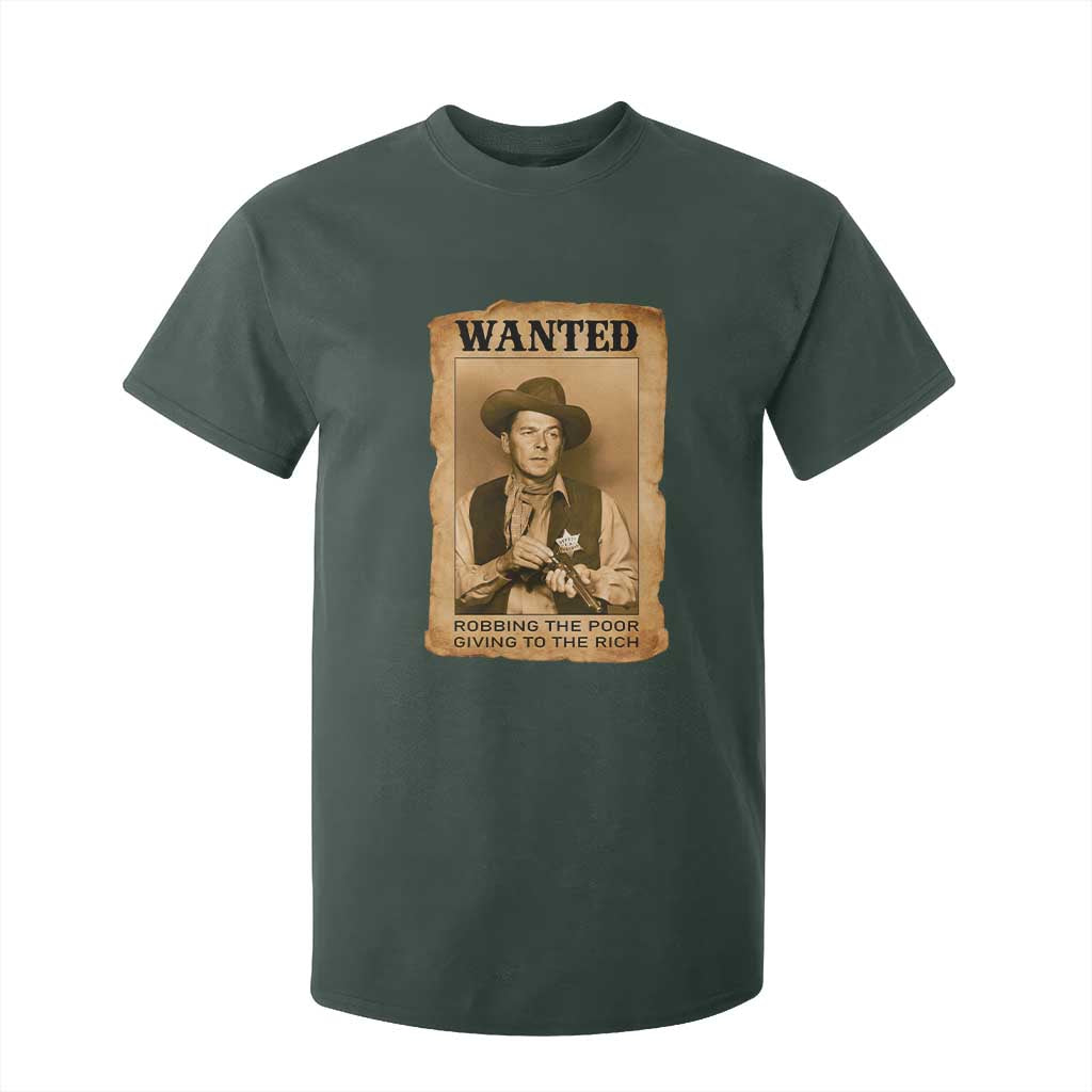 Ronald Reagan Cowboy Retro American President T Shirt For Kid Robbing The Poor GIving To Te Rich TS14 Dark Forest Green Print Your Wear
