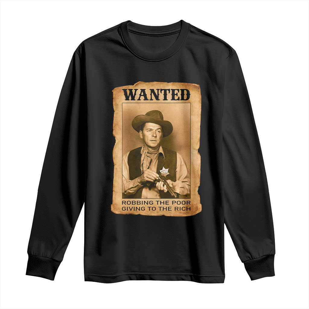 Ronald Reagan Cowboy Retro American President Long Sleeve Shirt Robbing The Poor GIving To Te Rich TS14 Black Print Your Wear