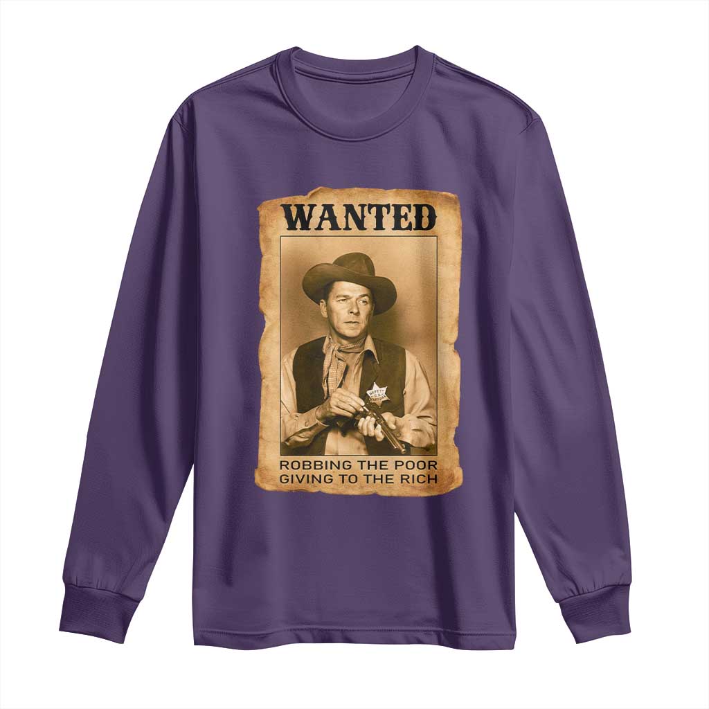 Ronald Reagan Cowboy Retro American President Long Sleeve Shirt Robbing The Poor GIving To Te Rich TS14 Purple Print Your Wear