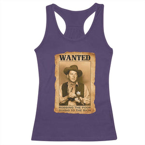 Ronald Reagan Cowboy Retro American President Racerback Tank Top Robbing The Poor GIving To Te Rich TS14 Purple Print Your Wear