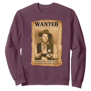 Ronald Reagan Cowboy Retro American President Sweatshirt Robbing The Poor GIving To Te Rich TS14 Maroon Print Your Wear