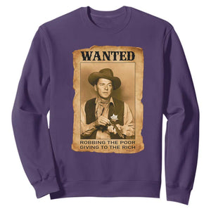 Ronald Reagan Cowboy Retro American President Sweatshirt Robbing The Poor GIving To Te Rich TS14 Purple Print Your Wear