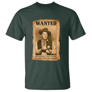 Ronald Reagan Cowboy Retro American President T Shirt Robbing The Poor GIving To Te Rich TS14 Dark Forest Green Print Your Wear