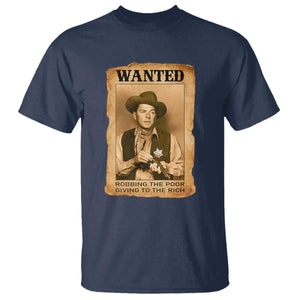 Ronald Reagan Cowboy Retro American President T Shirt Robbing The Poor GIving To Te Rich TS14 Navy Print Your Wear