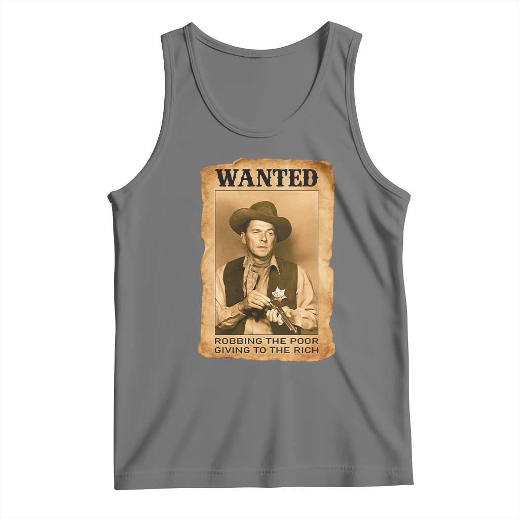 Ronald Reagan Cowboy Retro American President Tank Top Robbing The Poor GIving To Te Rich TS14 Black Heather Print Your Wear