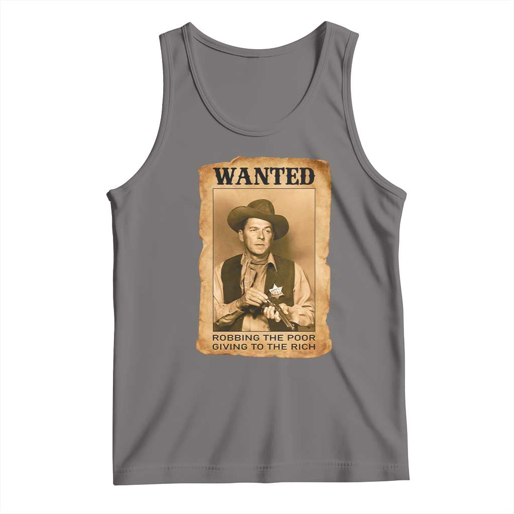 Ronald Reagan Cowboy Retro American President Tank Top Robbing The Poor GIving To Te Rich TS14 Deep Heather Print Your Wear
