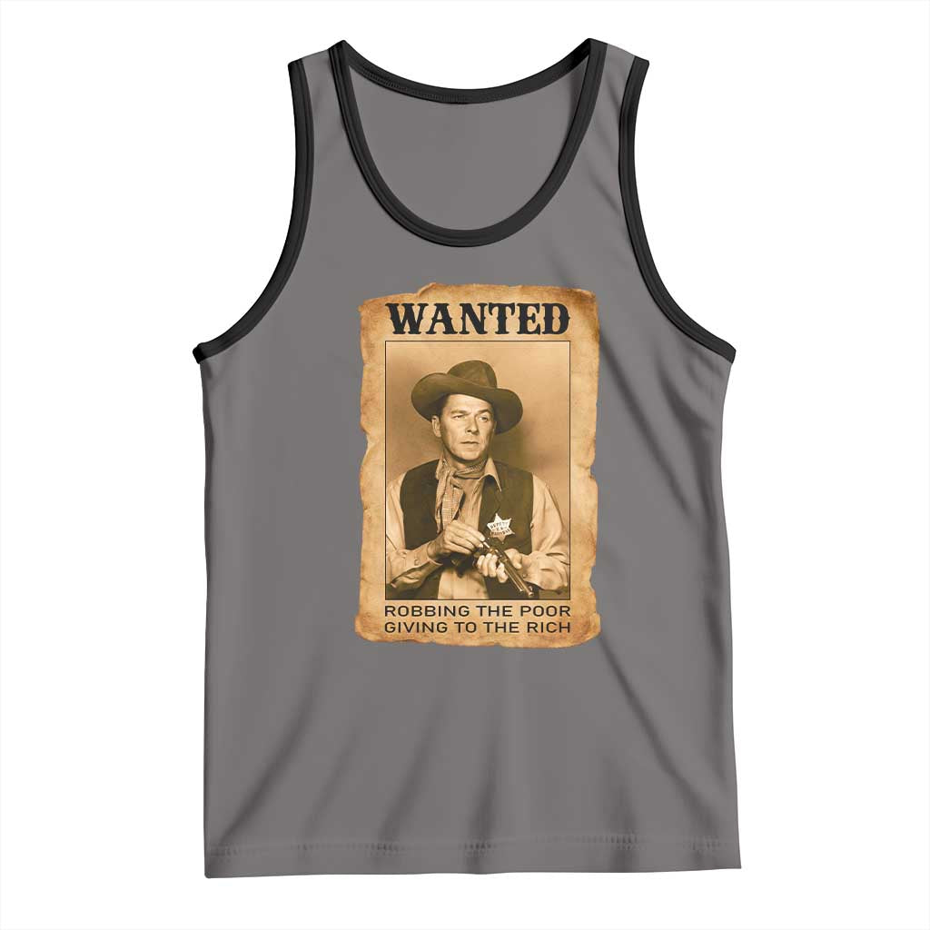 Ronald Reagan Cowboy Retro American President Tank Top Robbing The Poor GIving To Te Rich TS14 Deep Heather Black Print Your Wear