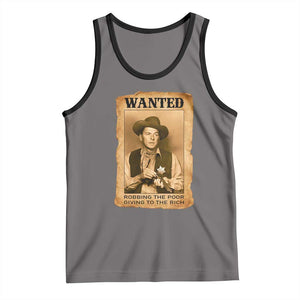 Ronald Reagan Cowboy Retro American President Tank Top Robbing The Poor GIving To Te Rich TS14 Deep Heather Black Print Your Wear