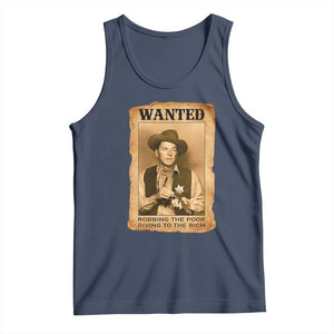 Ronald Reagan Cowboy Retro American President Tank Top Robbing The Poor GIving To Te Rich TS14 Navy Print Your Wear