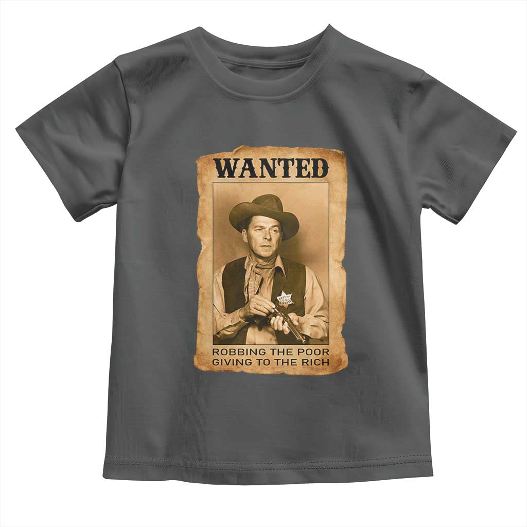 Ronald Reagan Cowboy Retro American President Toddler T Shirt Robbing The Poor GIving To Te Rich TS14 Dark Heather Print Your Wear