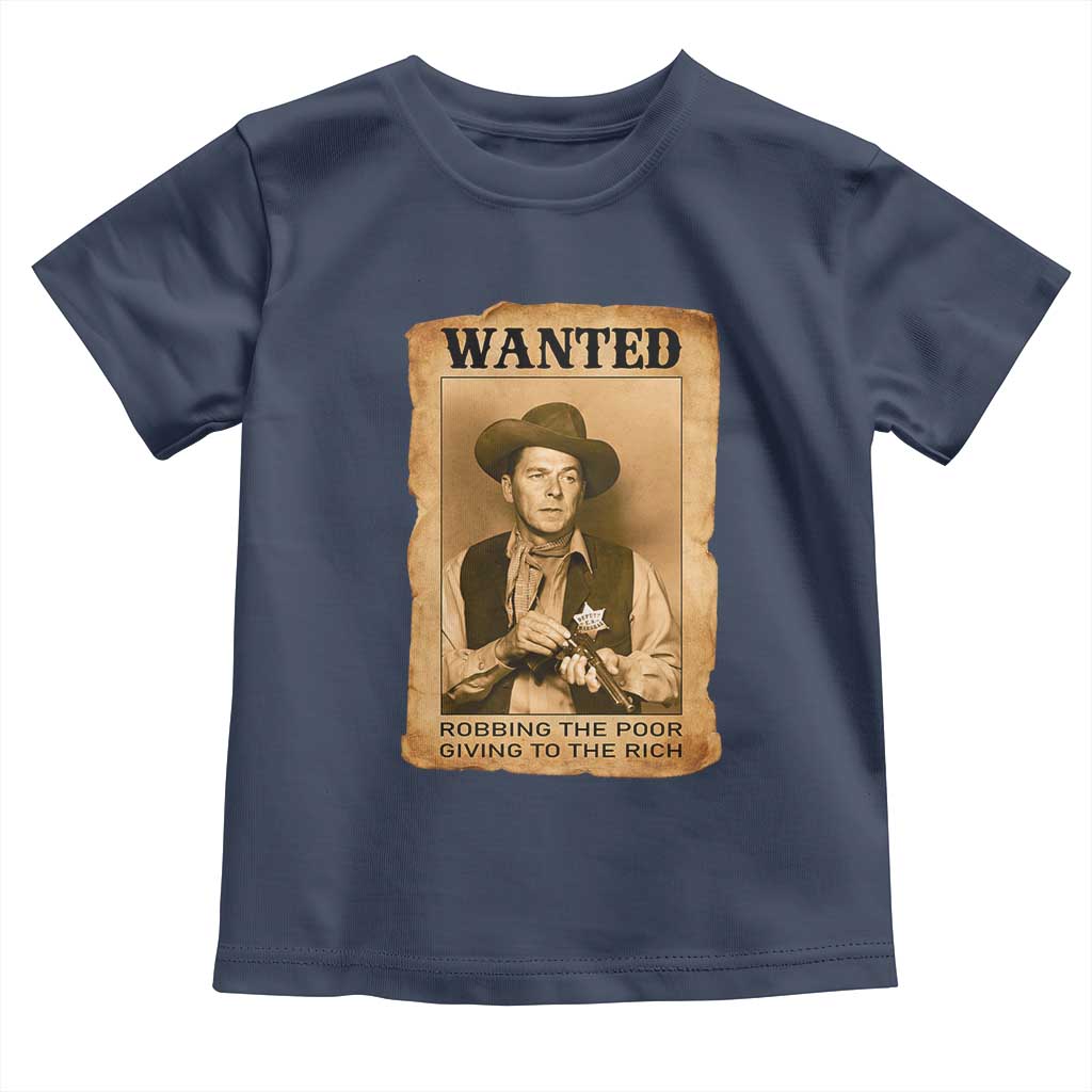 Ronald Reagan Cowboy Retro American President Toddler T Shirt Robbing The Poor GIving To Te Rich TS14 Navy Print Your Wear
