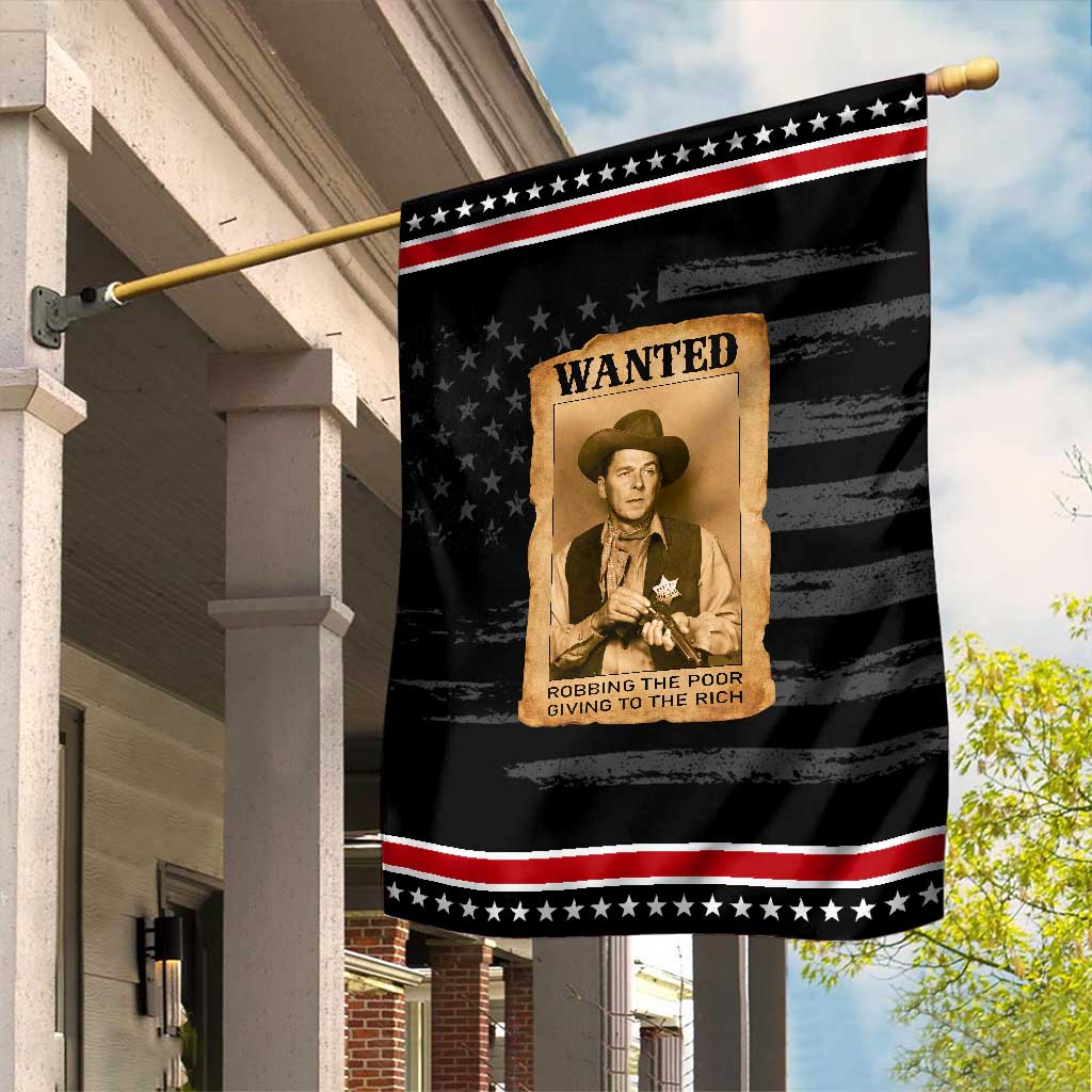 Ronald Reagan Cowboy Retro American President Garden Flag Robbing The Poor GIving To Te Rich TS14 Distressed Black Red Print Your Wear
