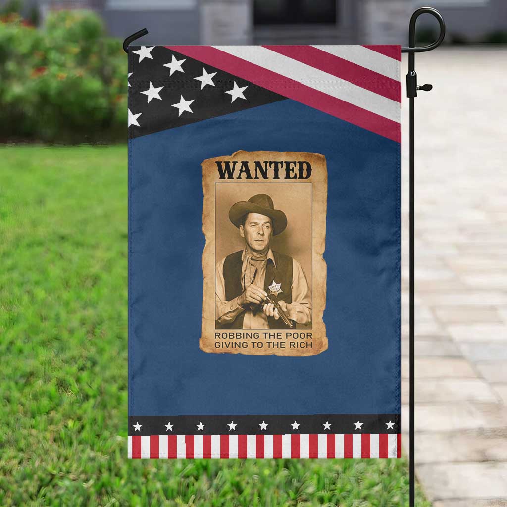 Ronald Reagan Cowboy Retro American President Garden Flag Robbing The Poor GIving To Te Rich TS14 Classic Blue Black Print Your Wear