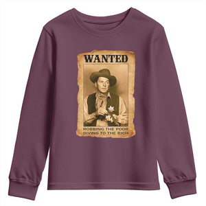 Ronald Reagan Cowboy Retro American President Youth Sweatshirt Robbing The Poor GIving To Te Rich TS14 Maroon Print Your Wear