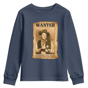 Ronald Reagan Cowboy Retro American President Youth Sweatshirt Robbing The Poor GIving To Te Rich TS14 Navy Print Your Wear