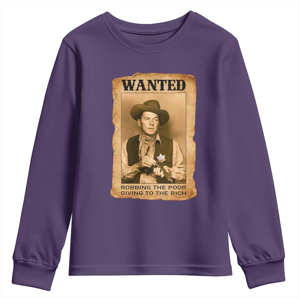 Ronald Reagan Cowboy Retro American President Youth Sweatshirt Robbing The Poor GIving To Te Rich TS14 Purple Print Your Wear
